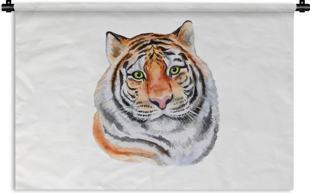 MuchoWow Wandteppich Wandbehang Tiger - Augen - Weiß 150x100 cm Tapisserie Dekoration Wandtuch - Waschbar - Tapisserien - Wand-Decke