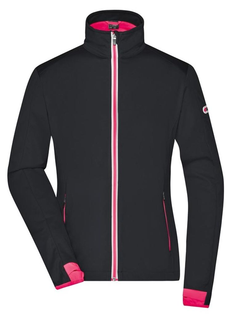 James and Nicholson - Softshelljacke für Damen - Sport LT2750 (XL) (Schwarz/Hellrot)