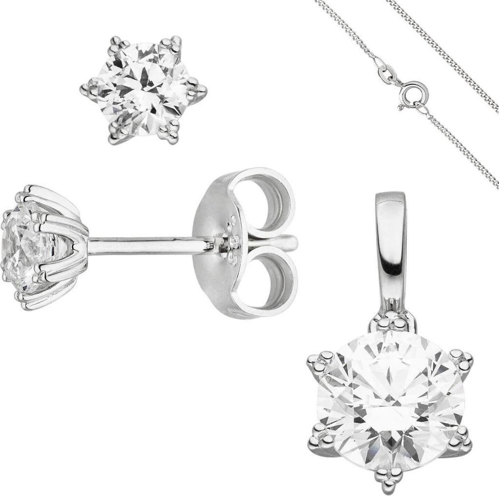 Schmuck-Set Stern 333 Gold Weißgold mit Zirkonia Ohrstecker Produktbild 