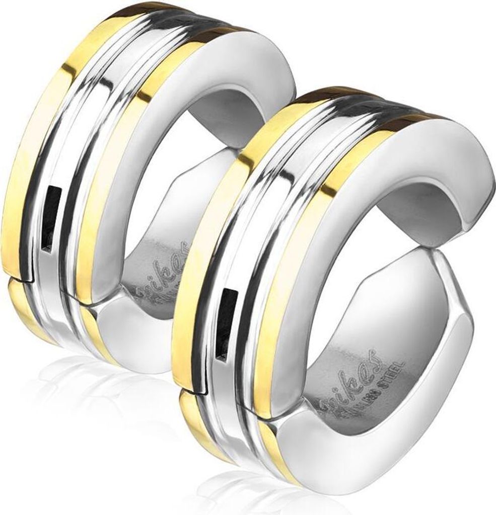Gold - Creolen farbige Außenringe Silber aus Edelstahl Uni