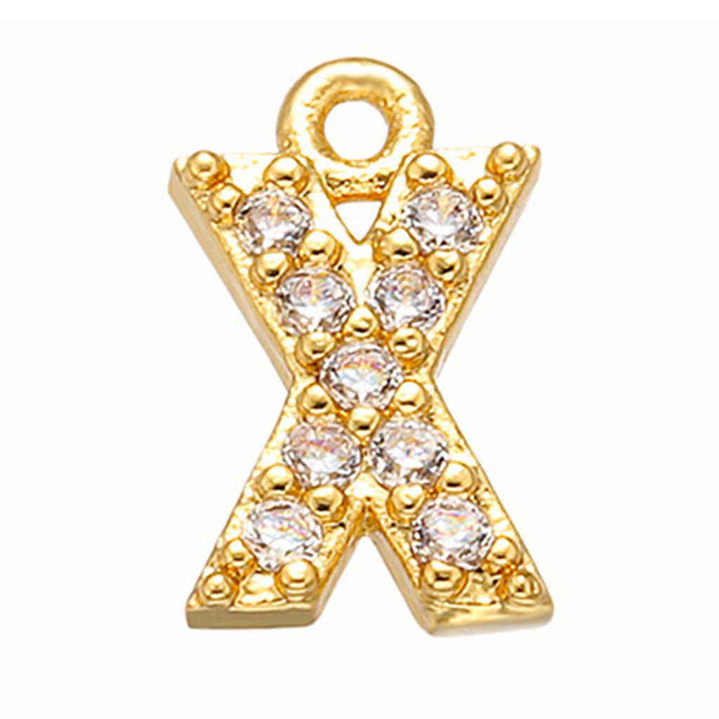 Halsketten-Anhänger mit 26 Buchstaben, Strasssteinen, Schmuck, süßer funkelnder Schmuckanhänger für Hochzeit-X