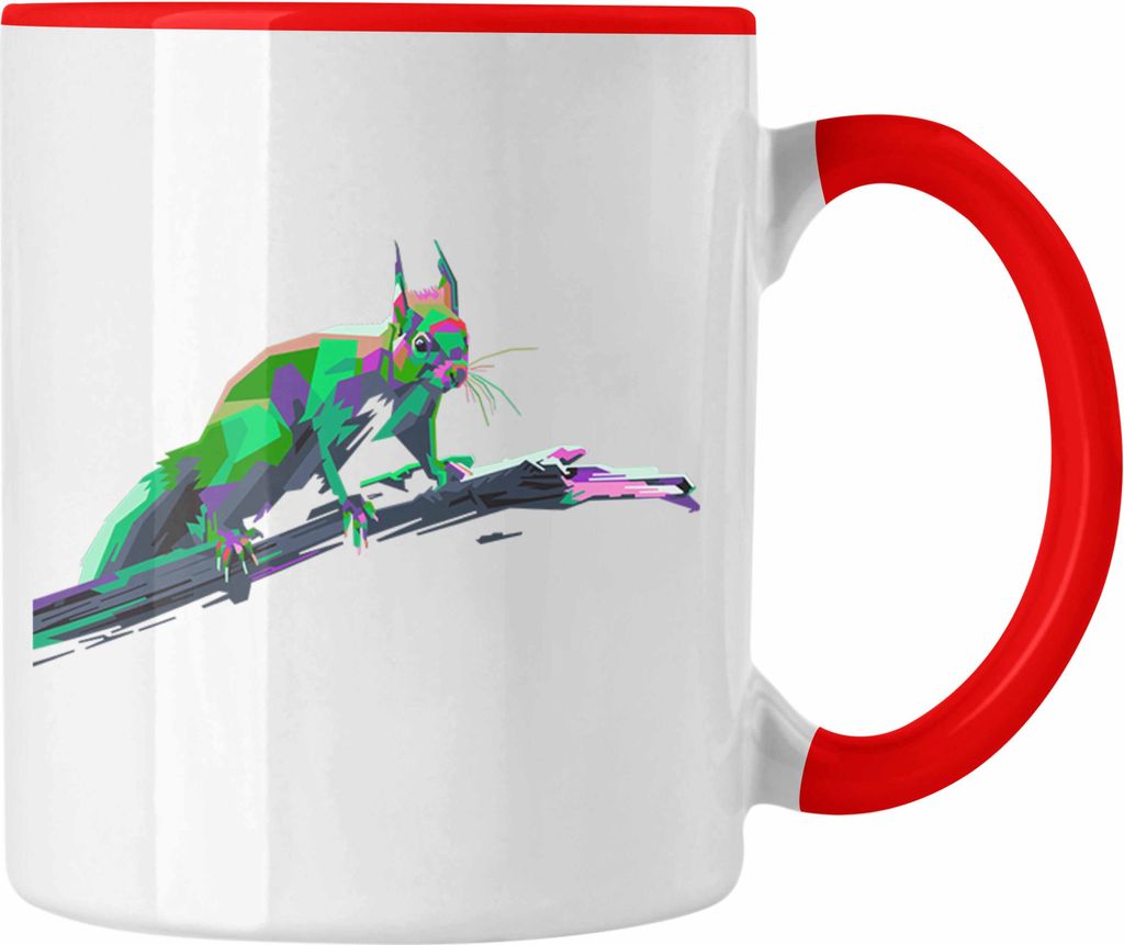 Trendation - Eichhörnchen Tasse Polygon Grafik Geschenk Produktbild 