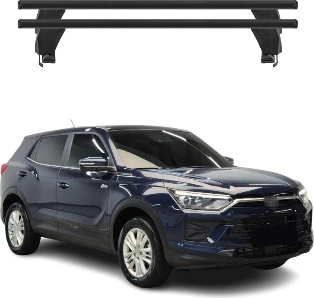 Menabo Dachträger Grundträger für Ssangyong Korando mk4 2019-2025 Alu Schwarz 2x