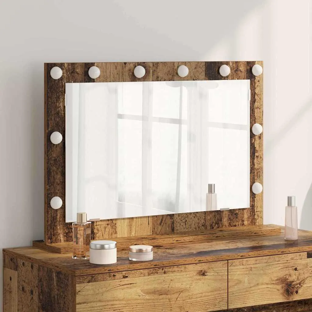 BEI CLORIS Specchio cosmetico in legno vecchio 80 x 55 x 18 cm materiale a base di legno e vetro - Specchio da parete New5397773 1parcel