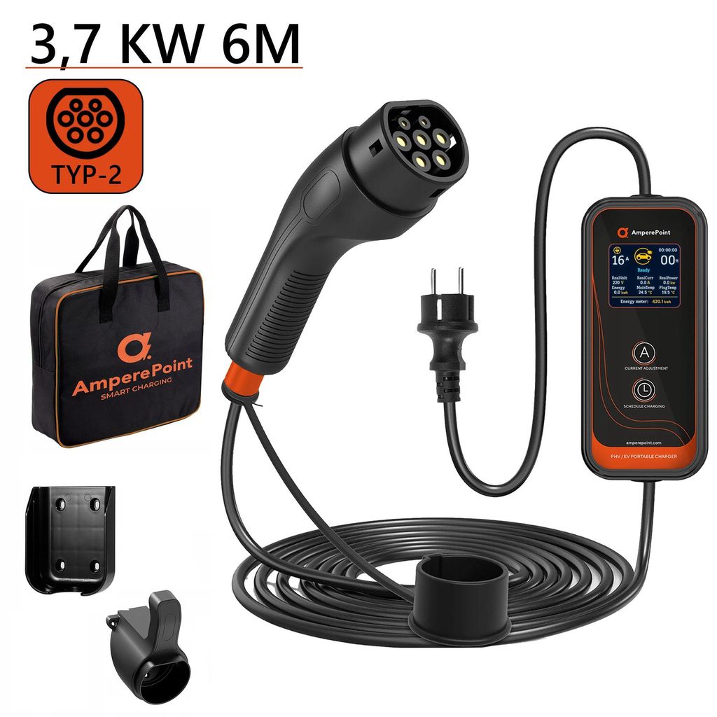 EV Ladekabel - 16A, 3,7kW, 1-phasig, 6m, EV-Ladegerät mit Produktbild 