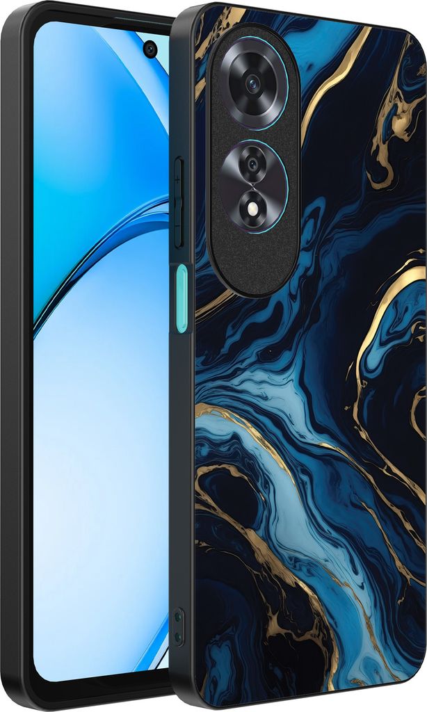 Smartphonica Telefon Fall geeignet für Oppo A60 mit Marmor-Druck - TPU zurück Abdeckung Fall Gold blau Marmor Design - Gold Blau