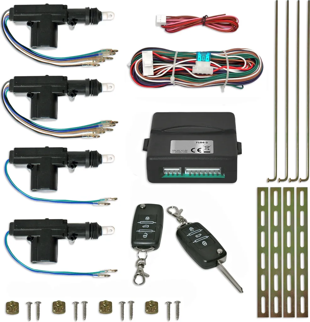 Kit Verrouillage Centralisé Universel avec 2 Télécommandes et 4 Moteurs
