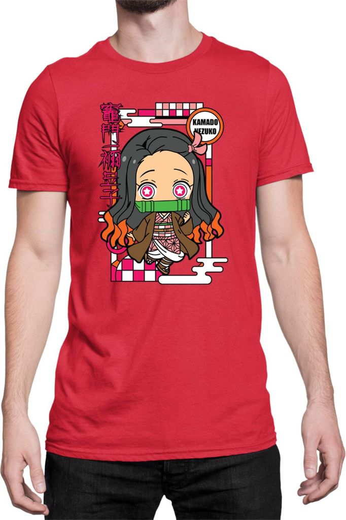 Herren T-Shirt Demon Anime Slayer Kimetsu No Yaiba Chibi Nezuko Kamado, Man M / Rot
