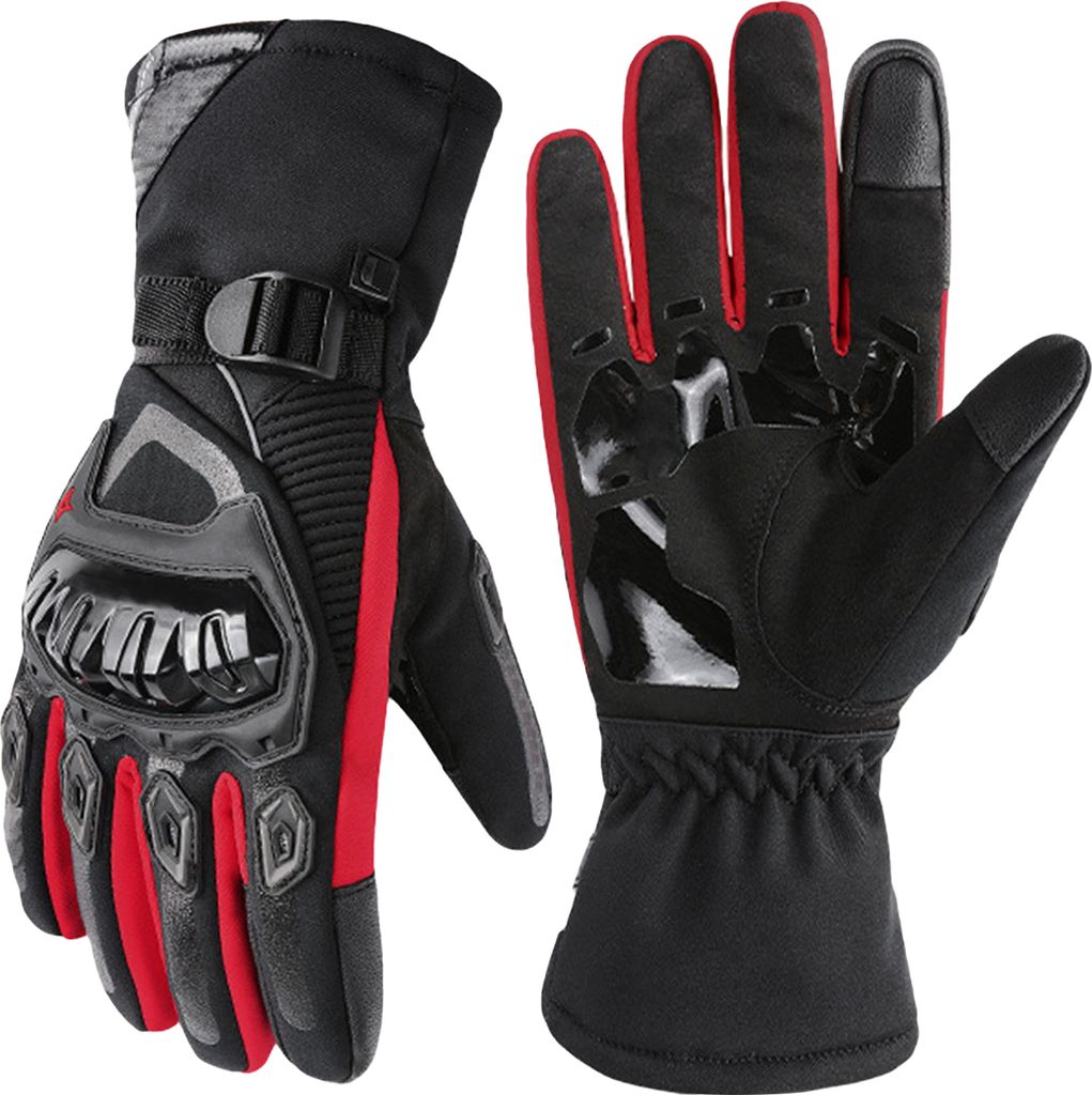 1 Paar Winter-Motorrad-Fahrradhandschuhe, winddicht, wasserdicht, Touchscreen, rutschfest, thermisch, für kaltes Wetter, Herren, Vollfinger-Reitha...