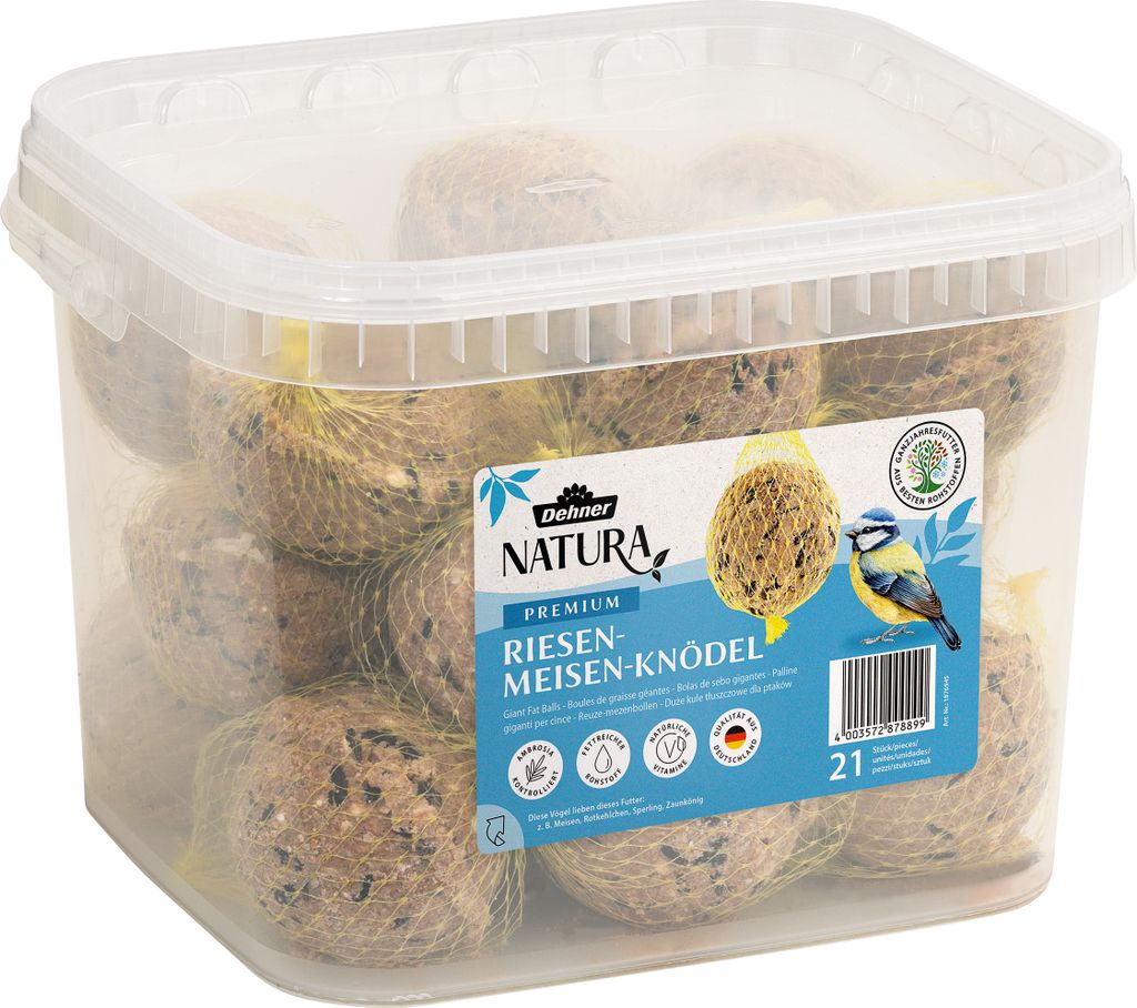 Dehner Natura Premium Riesen Meisenknödel mit Netz, ganzjähriges Wildvogelfutter proteinreich / energiereich, hochwertiges Vogelfutter für Wildv...