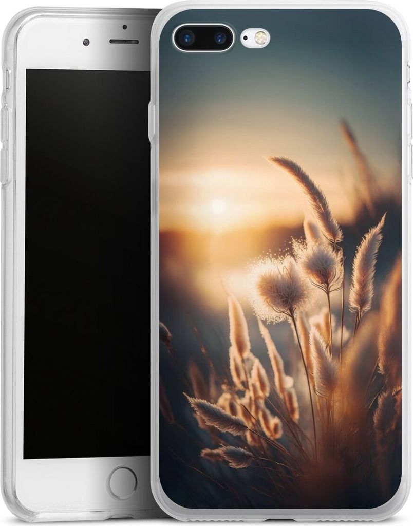 DeinDesign Handyhülle für Apple iPhone 8 Plus Silikon Hülle Case Smartphone Schutzhülle Natur Sonne Pampasgras