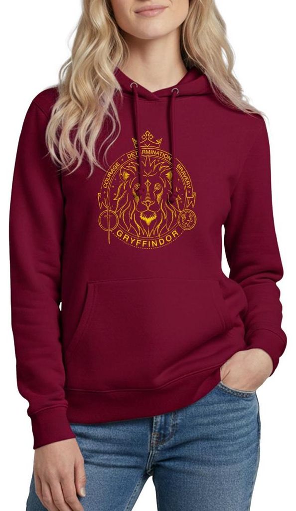Spreadshirt Harry Potter Gryffindor Wappen Löwe Damen Hoodie, M, Bordeaux