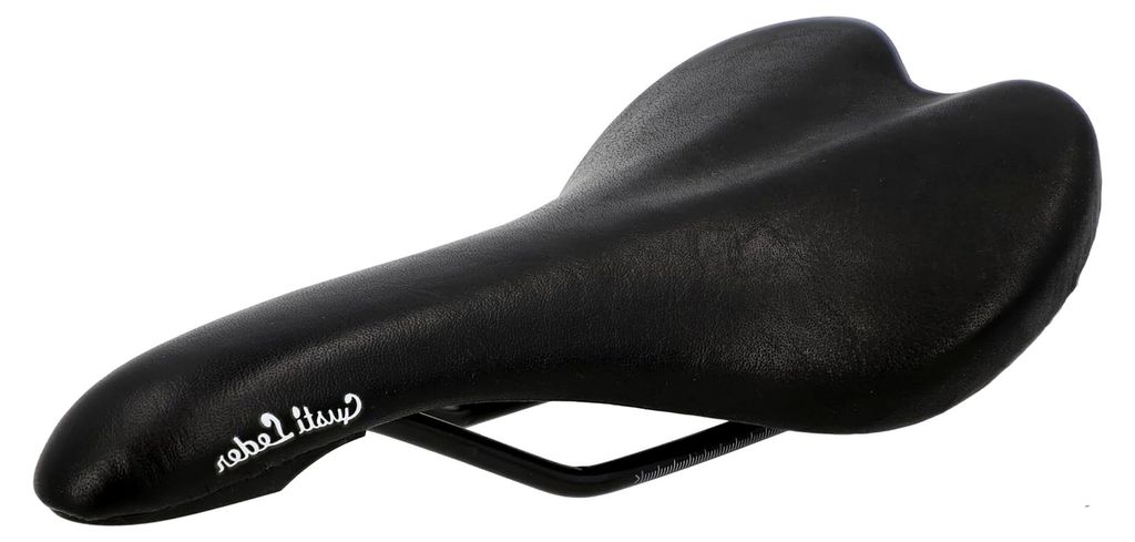 Gusti Fahrradsattel aus Leder - Geraint T. Ledersattel weich für Rennrad (Schwarz)