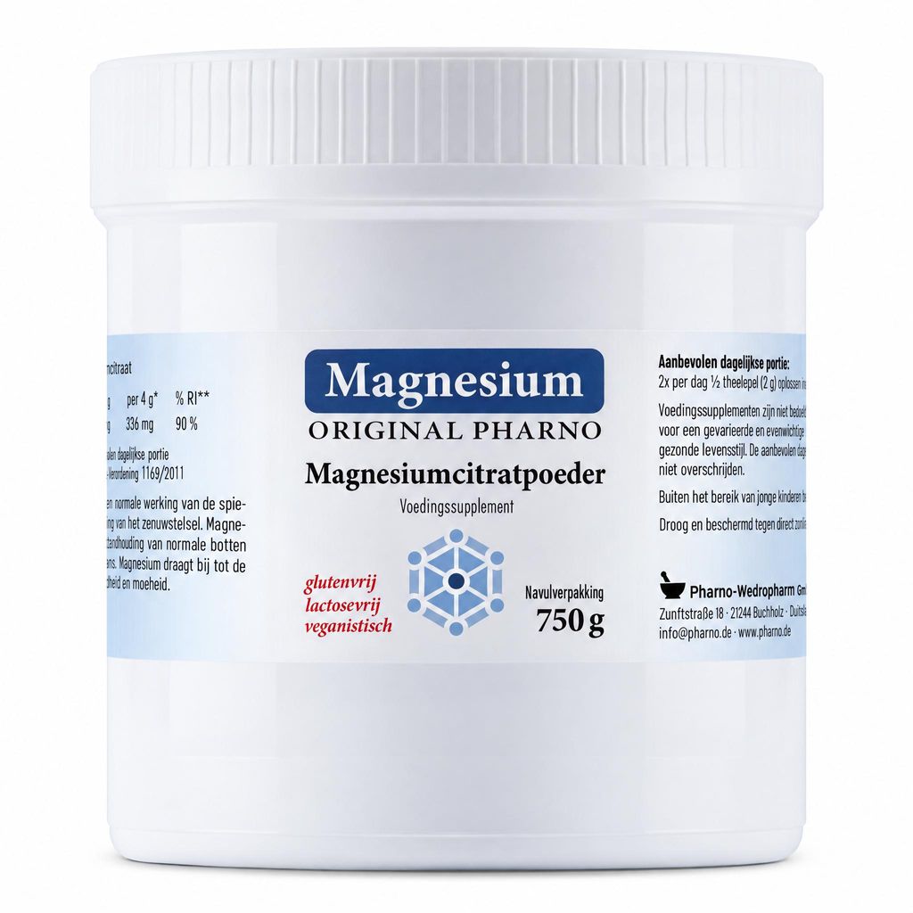 Original Pharno Magnesiumpoeder 750 g – puur Productafbeelding  AI-gegenereerde afbeelding