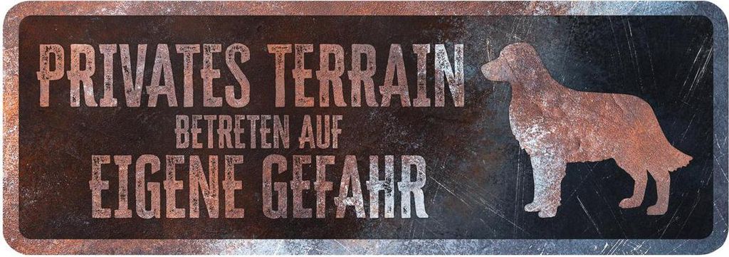 D&D Warnschild Golden Retriever rostig