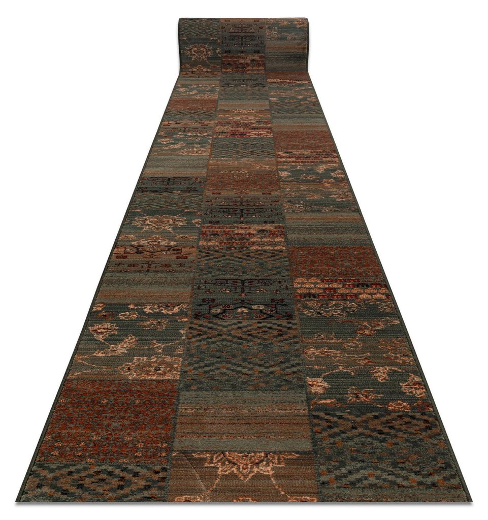 Wolle Läufer KASHQAI 4327/400 orientalisch, Patchwork grün 67cm Grün 67x950 cm