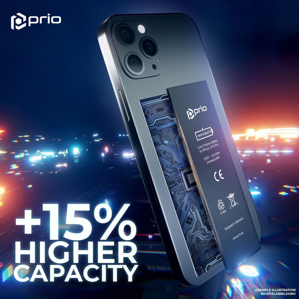 prio Hochleistungsakku für iPhone 12/12 Pro (3240 mAh) - Universal APN -