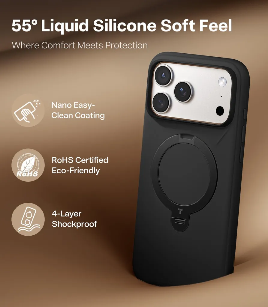 Coque iPhone 17 Pro Max TORRAS Ostand avec Support Rotatif 360° Noir - 5