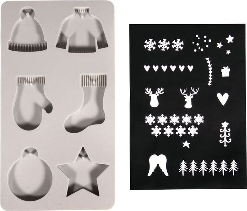 Rayher stampo in silicone invernale con stencil 150 ml per Immagine del prodotto 
