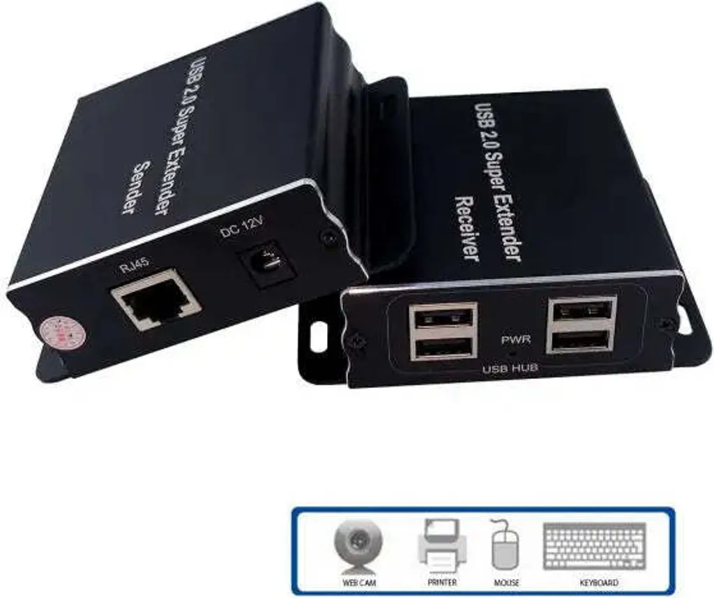 Hub Extender USB sur Ethernet 100m ESTILLO ASKHU04-USB 4 Ports via RJ45
