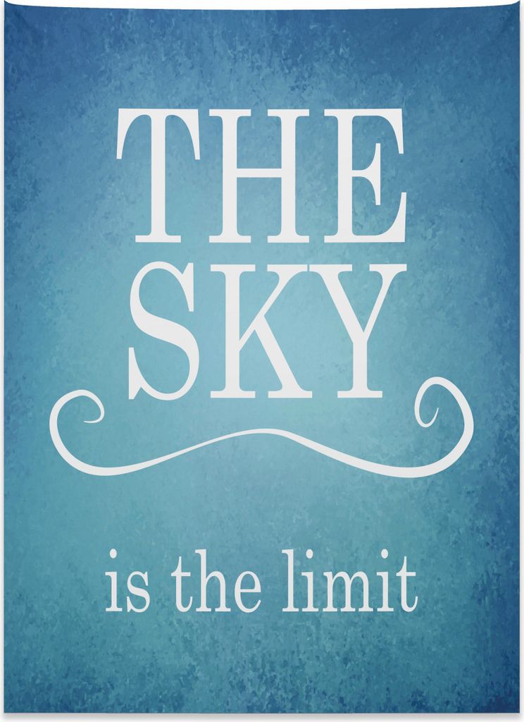 Abakuhaus Blau Weiss Wandteppich, Motivierendes Zitat aus Weiches Mikrofaser Stoff Kein Verblassen Klare Farben Waschbar, 110 x 150 cm, Weiß Blau