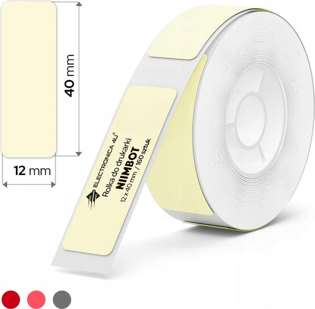 NIIMBOT Etikettenrolle für Etikettendrucker 008-7002109 farbig sortiert, 12,0 x 40,0 mm, 1 x 160 Etiketten