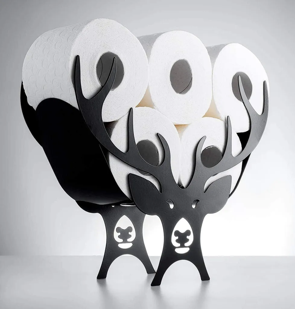 Réserve de papier toilette design cerf - Support mural en métal robuste