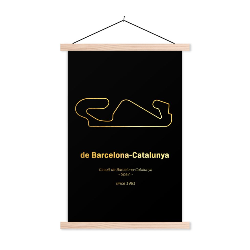 MuchoWow Textilposter Formel 1 - Rennstrecke - Barcelona 120x180 cm mit holzfarbenen Rahmen - Textil-Plakat
