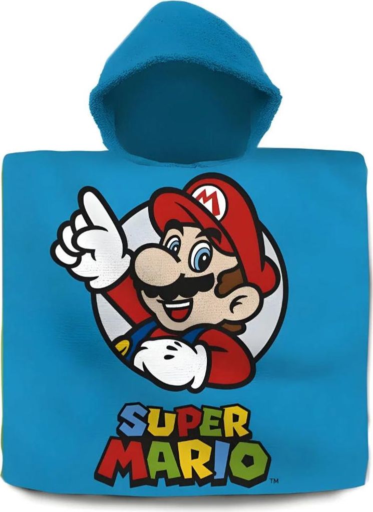 Super Mario Gamer Kinder Poncho Badeponcho 100% Baumwolle