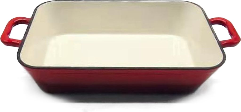 FireRocket 33.4 x 22.2 x 6cm ca. 5 Liter Gusseisen Auflaufform Bräter Induktion Emailliert Lasagneform Weiß-Rot Rechteckig
