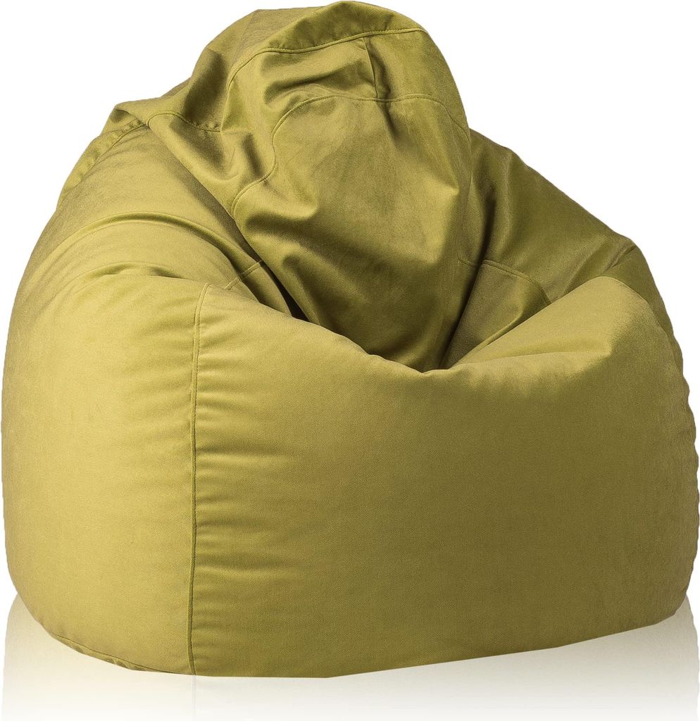 Ecopuf Fuzzy, Sitzsack Pouf Sessel Sack, Kinder Erwachene, 80x110, Olivgrün A38