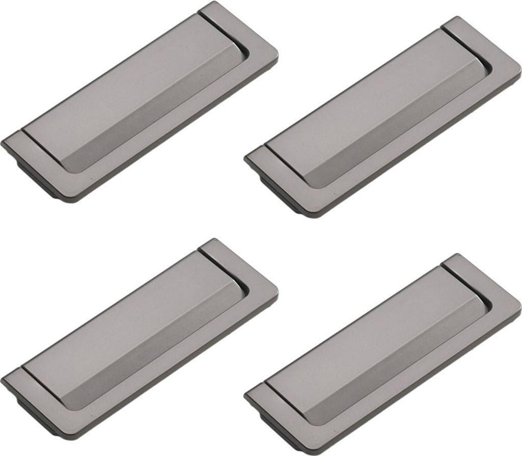 4pcs Zink Legierung Versteckte Möbel Griff Taschen Türen Schublade Griff Flush Ring Pull, Loch Entfernung 96mm(Frost Grau)