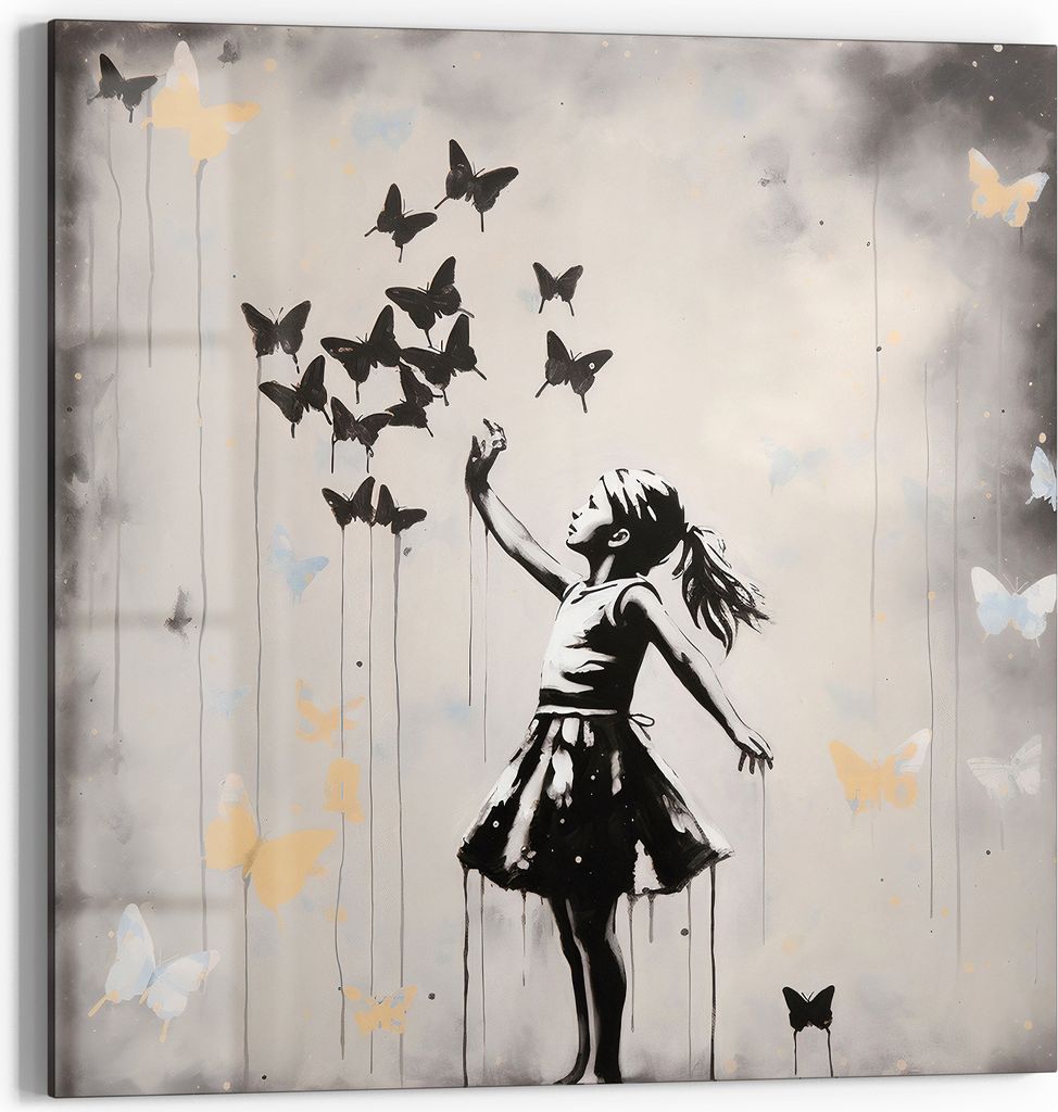 DEQOART Glasbild Echtglas 30x30 cm 'Fliegende Hoffnung' Wandbild Bild modern Deko