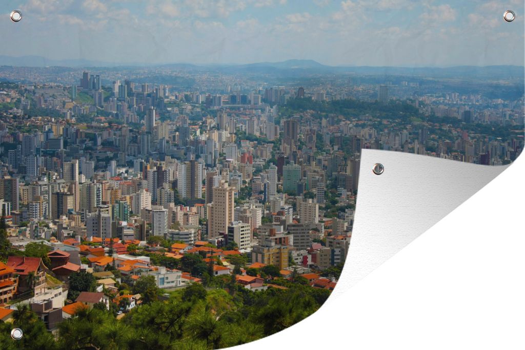 MuchoWow 90x60 cm Outdoor-Poster Gartendeko Sichtschutz Garten Poster für den Garten Luftaufnahme des Südens von Belo Horizonte in Brasilien