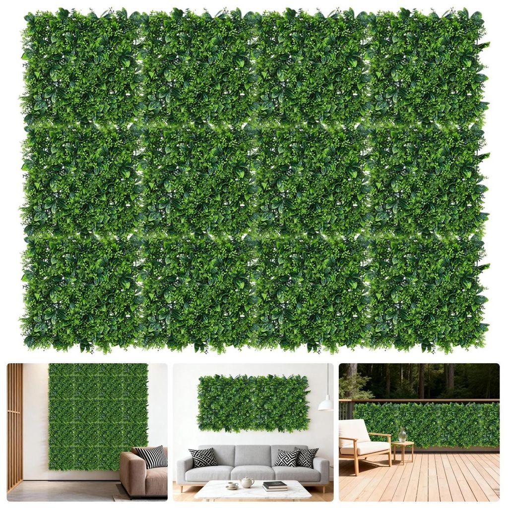 Kunstpflanzen-Wandpaneele - 12er-Set 50x50 cm - Deckt 3 m² ab - Indoor Hintergrund und Deko - Kunststoff