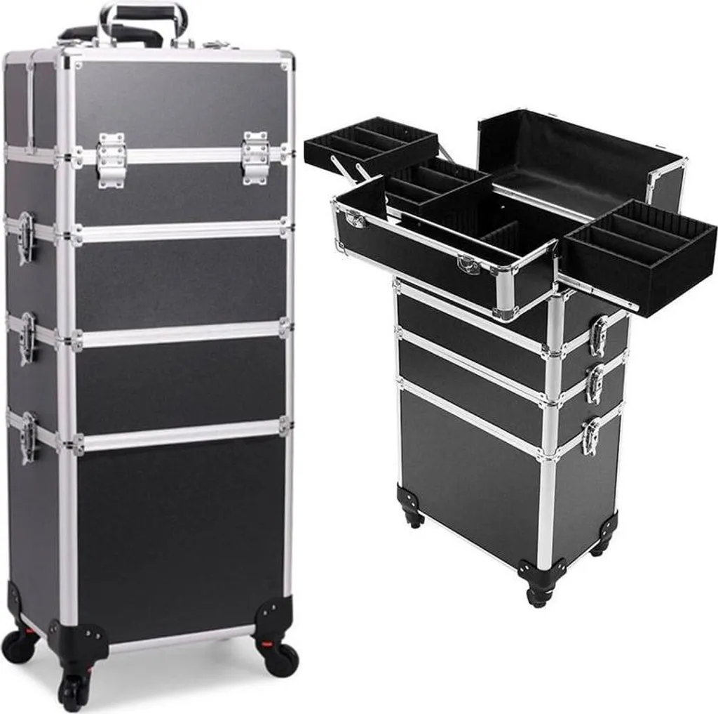 UNIQ XL Trolley de Maquillage 4-en-1 Classic Noir avec Serrure à Clé
