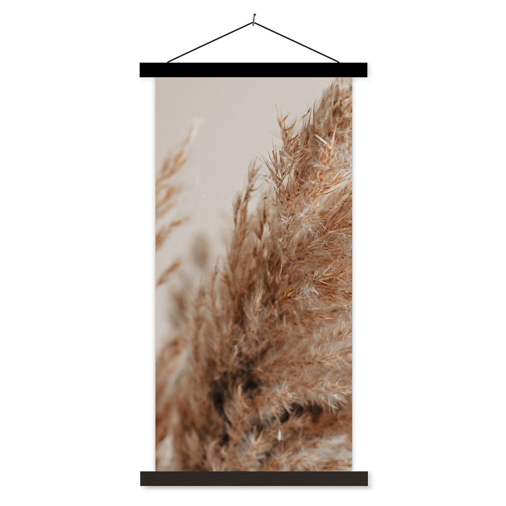 MuchoWow Textilposter Gras - Pflanzen - Natur - Pampasgras 90x180 cm mit schwarzem Rahmen - Dekoration Wohnzimmer