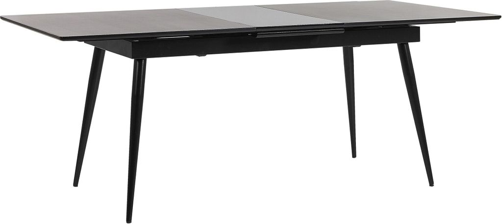 BELIANI Esstisch Schwarz MDF-Platte für 6 Personen 160x90 cm ausziehbar 200x90 cm rechteckig mit Metallgestell Wohnzimmer Esszimmer Wohnküche