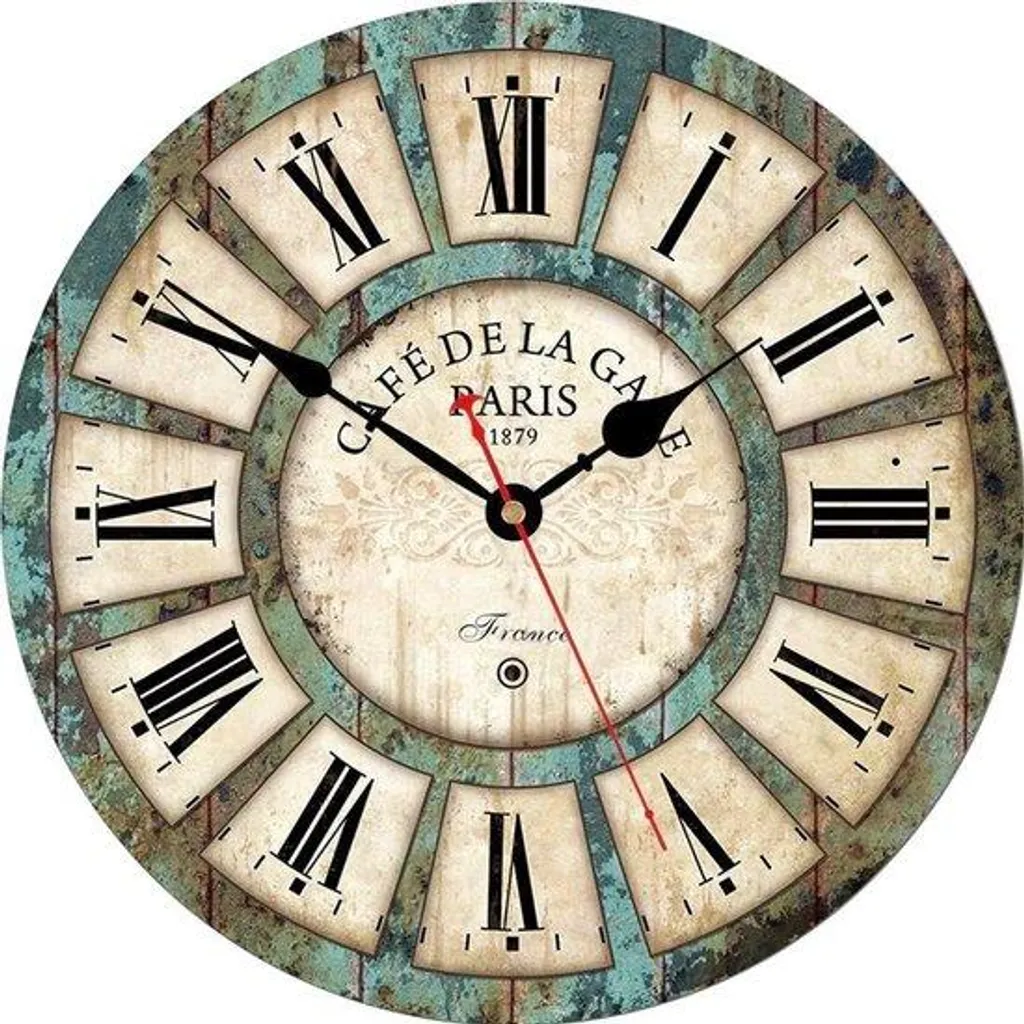 Horloge murale pour salon et cuisine style rétro bois 30 cm calme