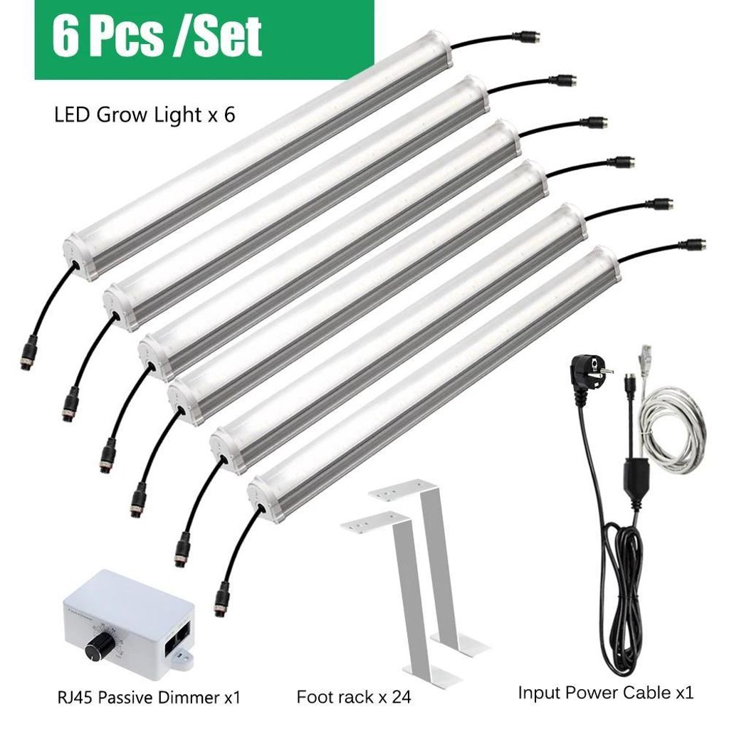 Under Canopy LED Grow Lampe - 6 Stück à 150 W - Vollspektrum 6500K, IR 730 nm, UV 395 nm - Hohe PPFD - AC 110–277 V - Aluminiumgehäuse