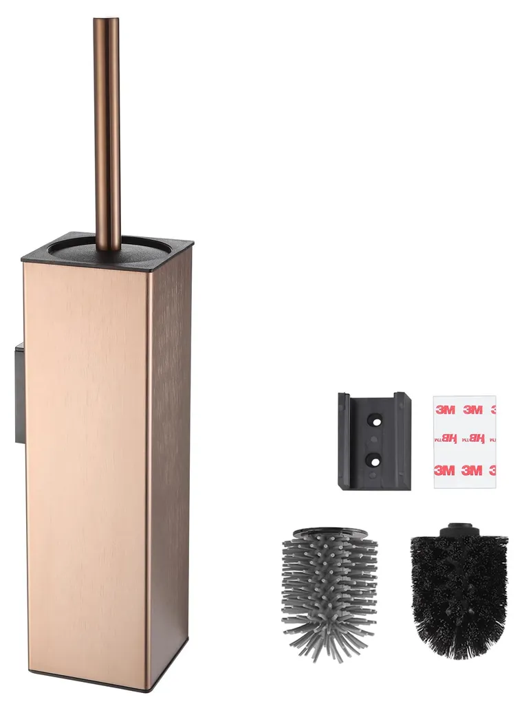 Brosse toilette or rose sans perçage en silicone avec double brosses