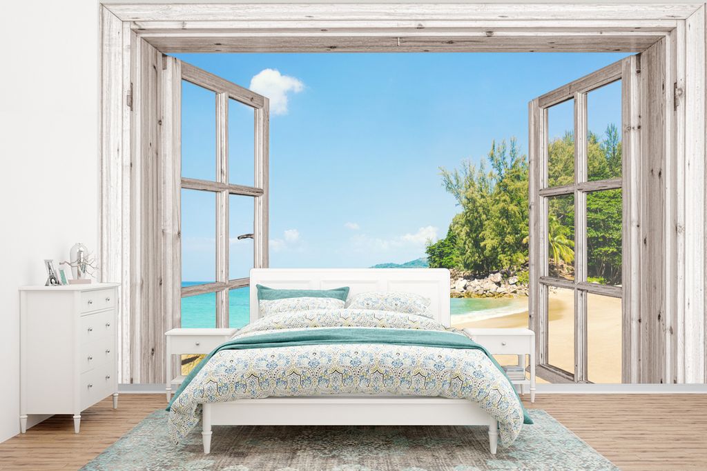 MuchoWow Fototapete für Wohnzimmer oder Schlafzimmer Wandtapete Vinyl Motivtapete Aussicht - Strand - Sand - 320x240 cm - Tapeten