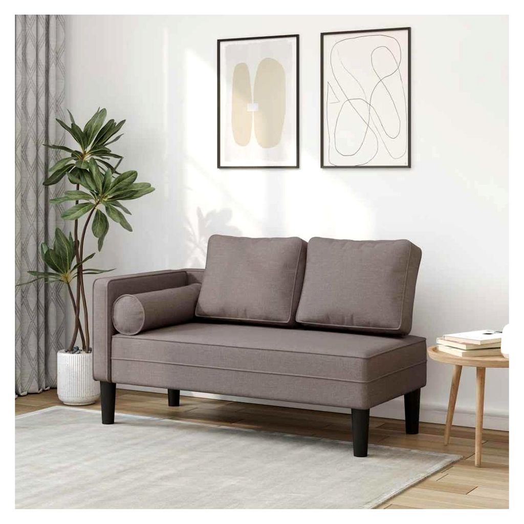 Chaiselongue mit Kissen in Taupe, Stoff, Loungesessel, Liege, Schlafsessel, Fernsehsessel für Wohnzimmer, Schlafzimmer und Büro