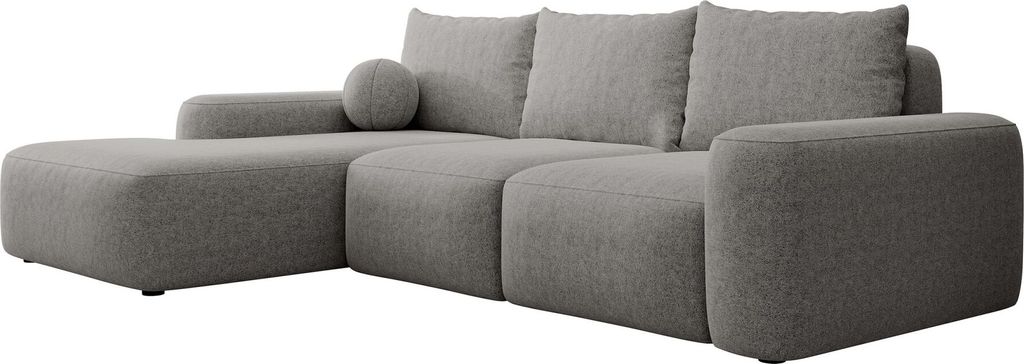 Selsey Carnos - Ecksofa mit Schlaffunktion, Balancekissen, Chenillebezug, Dunkelgrau, linksseitig