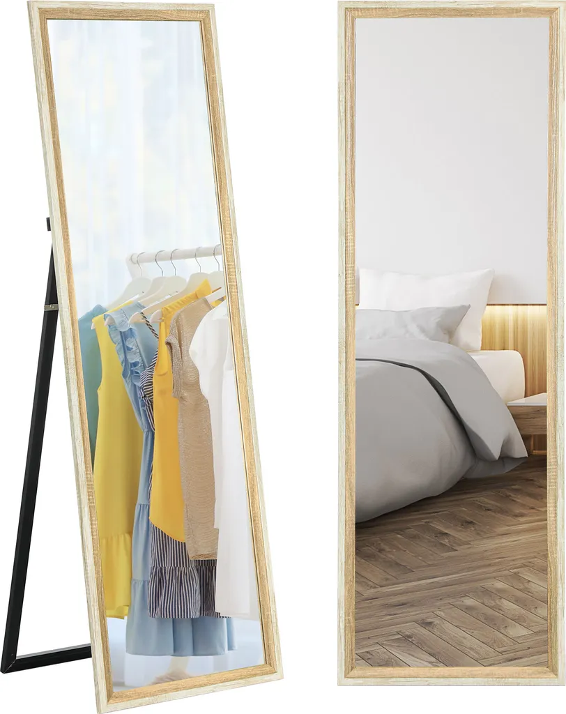 HOMCOM Specchio Figura Intera Bianco Legno | Arredo Chic per Camera
