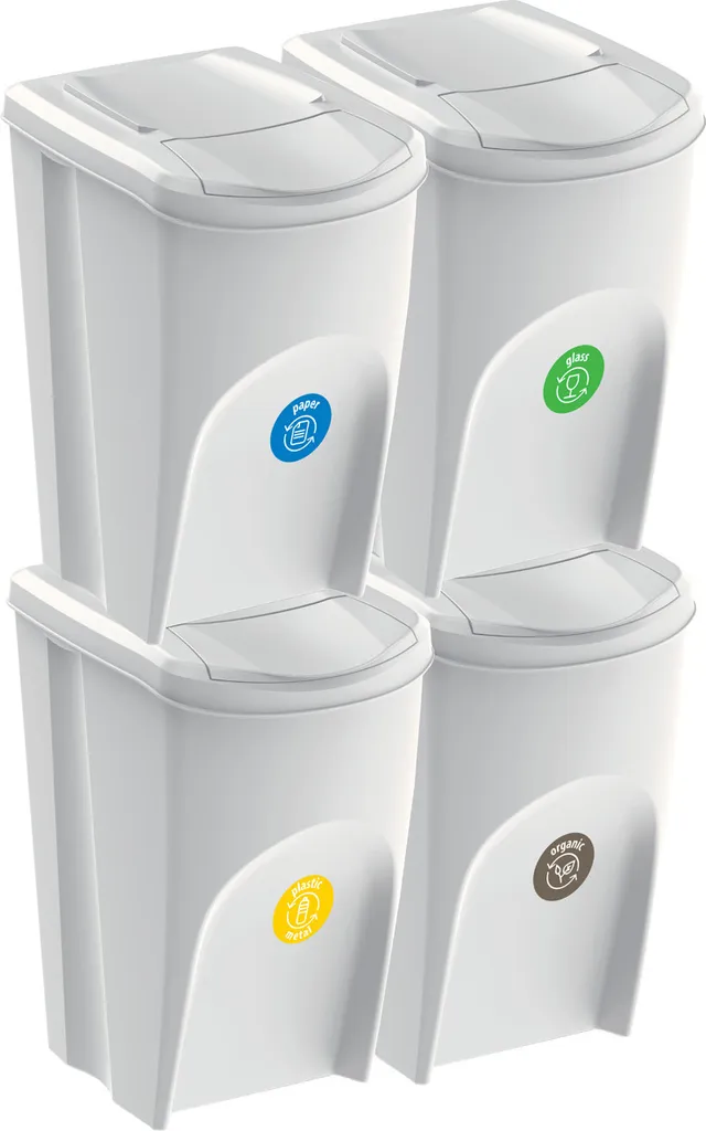 Poubelle de tri sélectif 4 bacs Prosperplast Sortibox 35L gris anthracite
