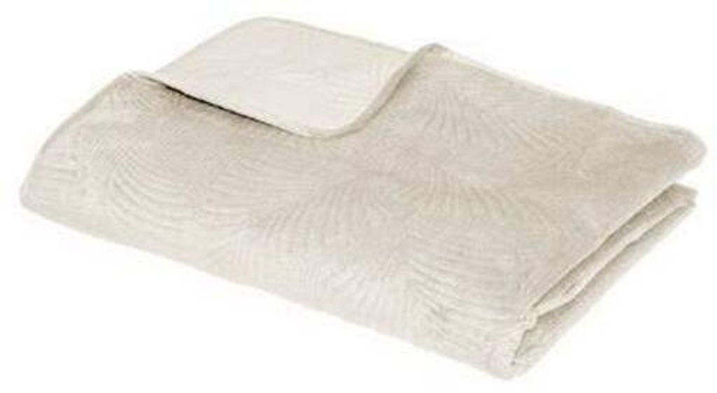 Tagesdecke Leaf Ivory 240cm x 260cm Velour Produktbild 