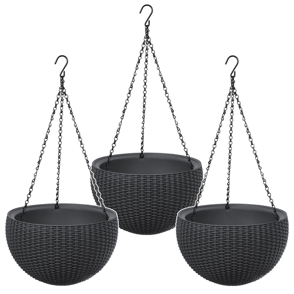 3xHängepflanzgefäß Keter Sphere Planter Farbe Anthrazit Produktbild 