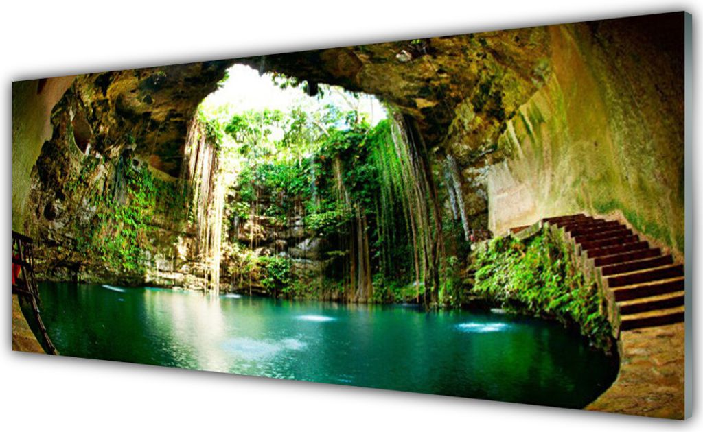 Glasbilder 125x50 Wandbild Druck auf Glas Wasserfall Landschaft