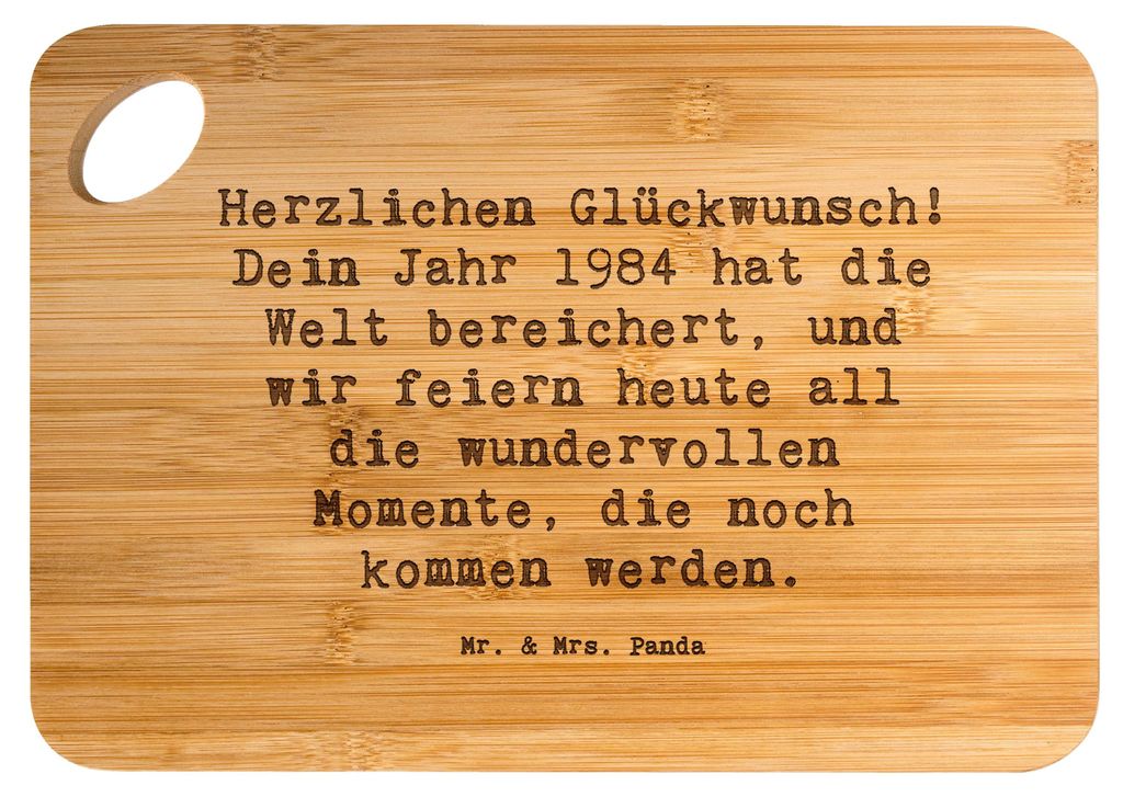 Mr. & Mrs. Panda Schneidebrett Spruch 1984 Geburtstag - Transparent - Geschenk, Brett, Lebensbuch, schneidbrett, Happy Birthday, Geboren am, neue K...